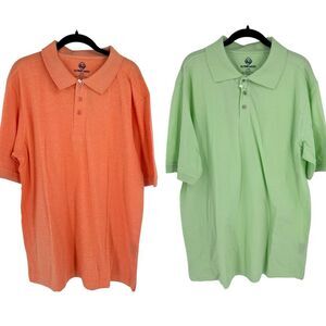 Alpine Lakes NWT Men’s Golf Polo Shirt Orange Green Short Sleeve Size Large